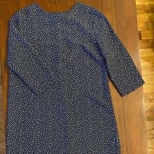 Banana Republic Navy Blue Printed Long-Sleeve Sheath Dress